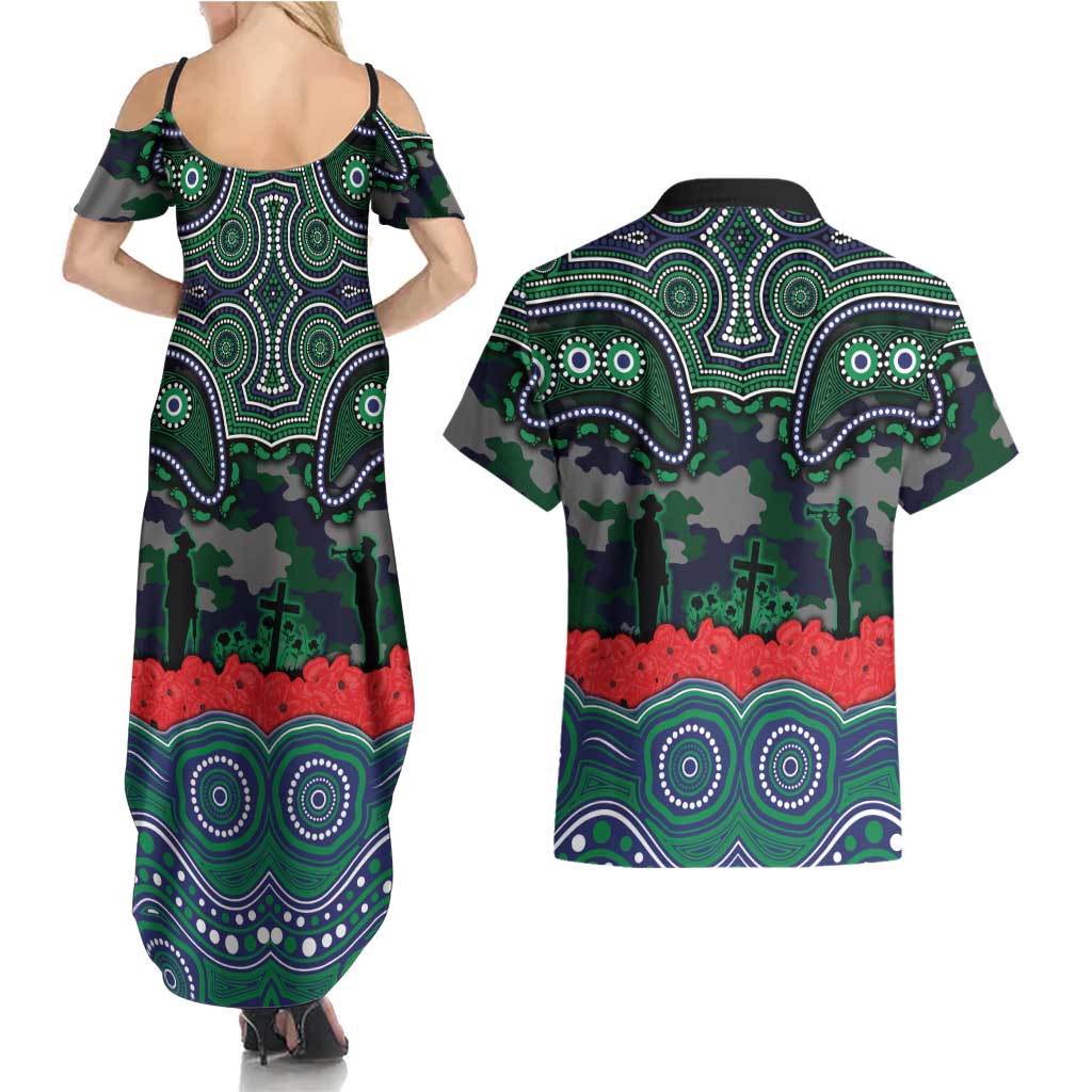 ANZAC Day New Zealand Warriors Couples Matching Summer Maxi Dress and Hawaiian Shirt Military Memorial Aboriginal Indigenous Art