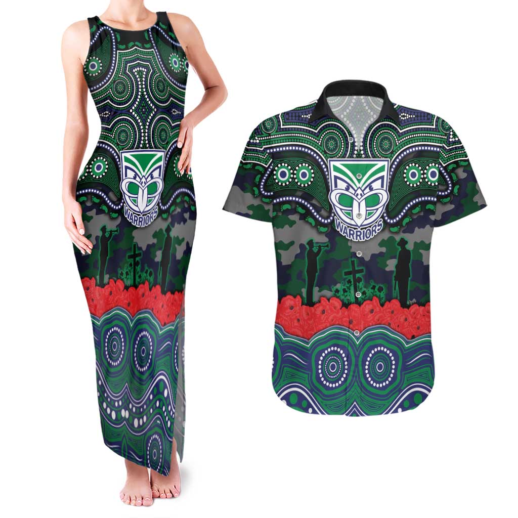 ANZAC Day New Zealand Warriors Couples Matching Tank Maxi Dress and Hawaiian Shirt Military Memorial Aboriginal Indigenous Art