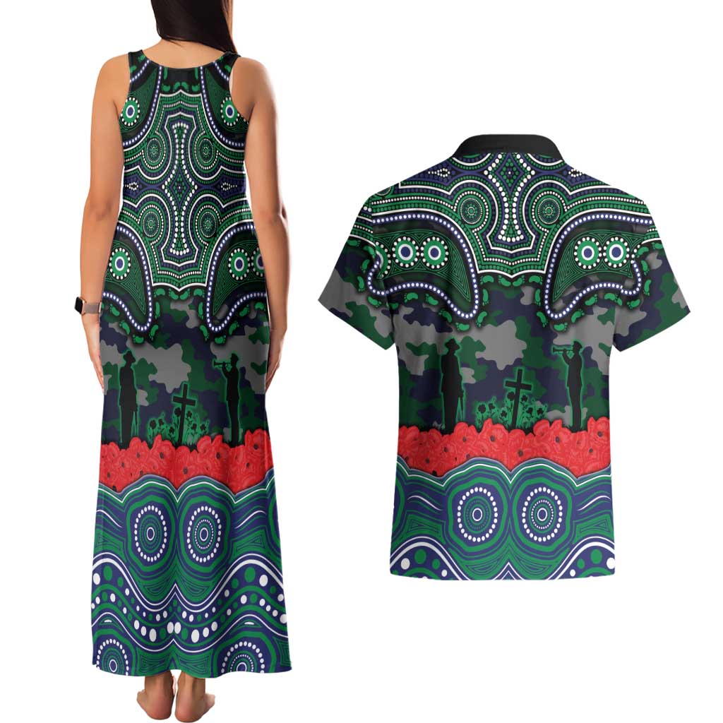 ANZAC Day New Zealand Warriors Couples Matching Tank Maxi Dress and Hawaiian Shirt Military Memorial Aboriginal Indigenous Art