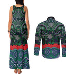 ANZAC Day New Zealand Warriors Couples Matching Tank Maxi Dress and Long Sleeve Button Shirt Military Memorial Aboriginal Indigenous Art