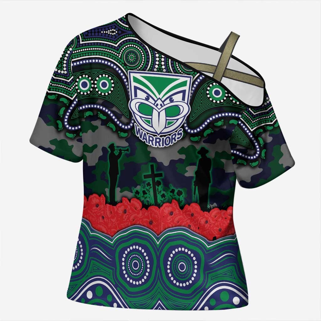 ANZAC Day New Zealand Warriors Cross Shoulder Shirt Military Memorial Aboriginal Indigenous Art