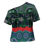 ANZAC Day New Zealand Warriors Cross Shoulder Shirt Military Memorial Aboriginal Indigenous Art
