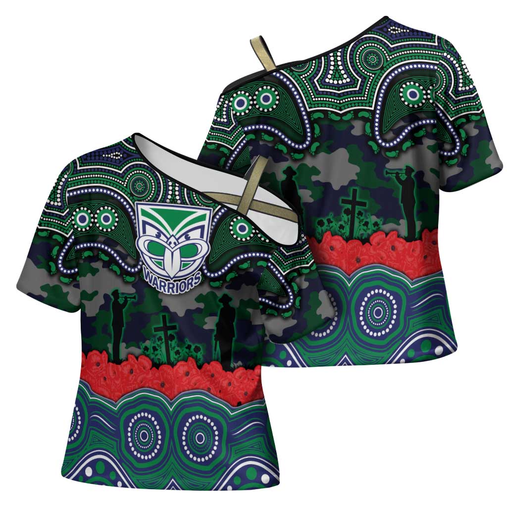 ANZAC Day New Zealand Warriors Cross Shoulder Shirt Military Memorial Aboriginal Indigenous Art