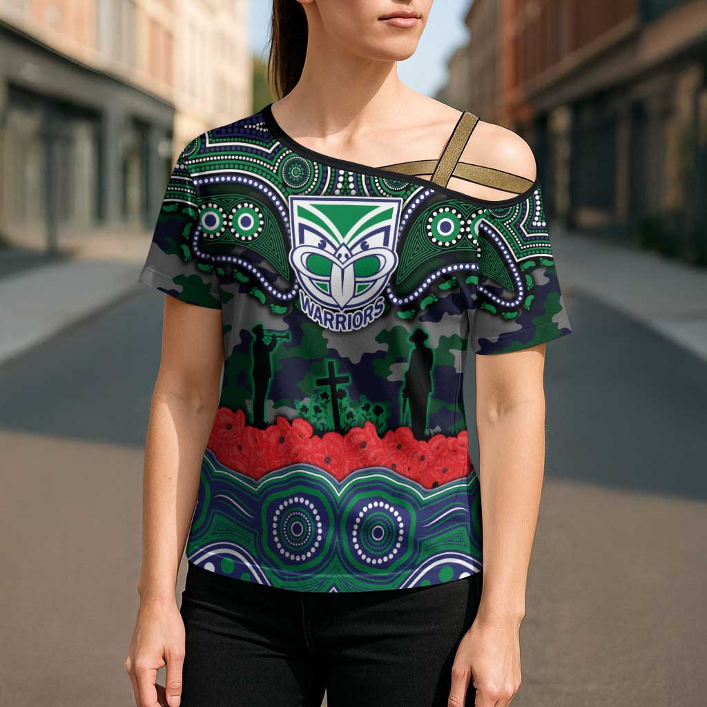 ANZAC Day New Zealand Warriors Cross Shoulder Shirt Military Memorial Aboriginal Indigenous Art