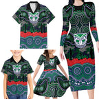 ANZAC Day New Zealand Warriors Family Matching Long Sleeve Bodycon Dress and Hawaiian Shirt Military Memorial Aboriginal Indigenous Art