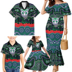ANZAC Day New Zealand Warriors Family Matching Mermaid Dress and Hawaiian Shirt Military Memorial Aboriginal Indigenous Art
