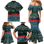 ANZAC Day New Zealand Warriors Family Matching Mermaid Dress and Hawaiian Shirt Military Memorial Aboriginal Indigenous Art
