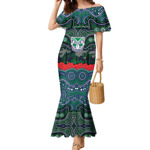 ANZAC Day New Zealand Warriors Family Matching Mermaid Dress and Hawaiian Shirt Military Memorial Aboriginal Indigenous Art