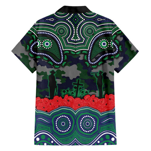 ANZAC Day New Zealand Warriors Family Matching Off Shoulder Short Dress and Hawaiian Shirt Military Memorial Aboriginal Indigenous Art