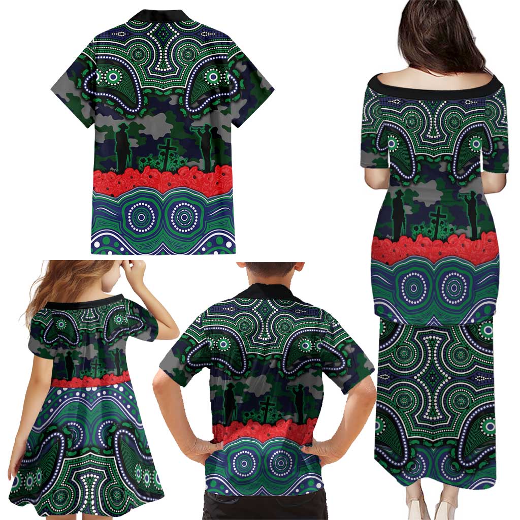 ANZAC Day New Zealand Warriors Family Matching Puletasi and Hawaiian Shirt Military Memorial Aboriginal Indigenous Art