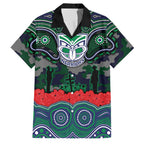 ANZAC Day New Zealand Warriors Family Matching Short Sleeve Bodycon Dress and Hawaiian Shirt Military Memorial Aboriginal Indigenous Art