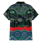 ANZAC Day New Zealand Warriors Family Matching Short Sleeve Bodycon Dress and Hawaiian Shirt Military Memorial Aboriginal Indigenous Art