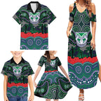 ANZAC Day New Zealand Warriors Family Matching Summer Maxi Dress and Hawaiian Shirt Military Memorial Aboriginal Indigenous Art