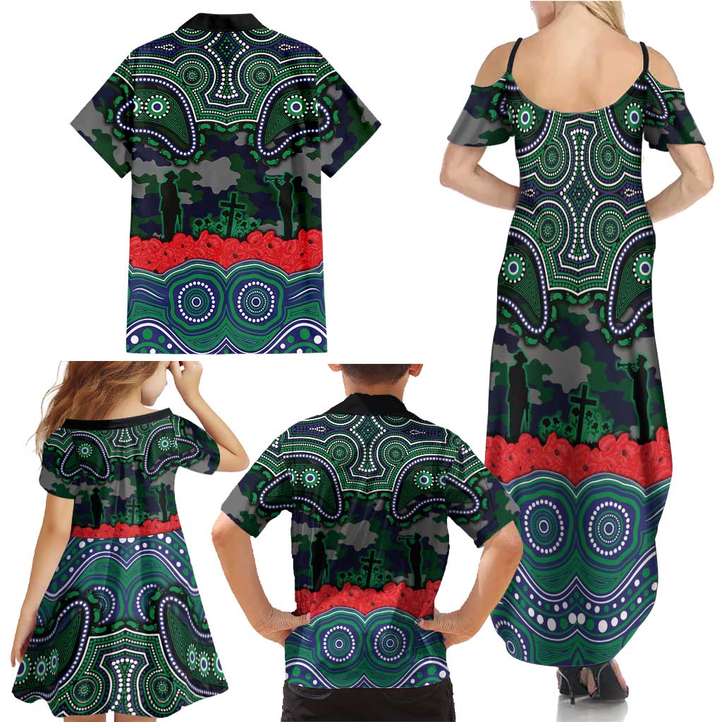 ANZAC Day New Zealand Warriors Family Matching Summer Maxi Dress and Hawaiian Shirt Military Memorial Aboriginal Indigenous Art