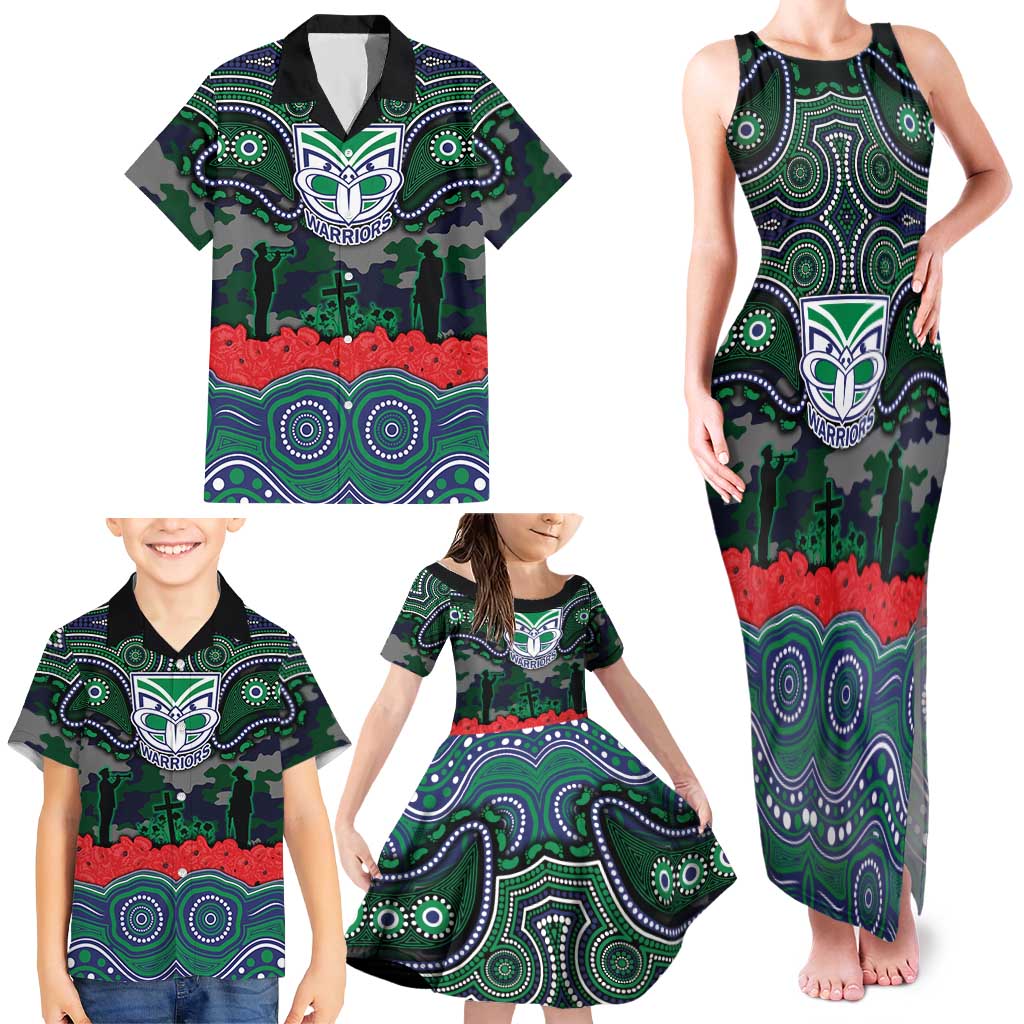 ANZAC Day New Zealand Warriors Family Matching Tank Maxi Dress and Hawaiian Shirt Military Memorial Aboriginal Indigenous Art