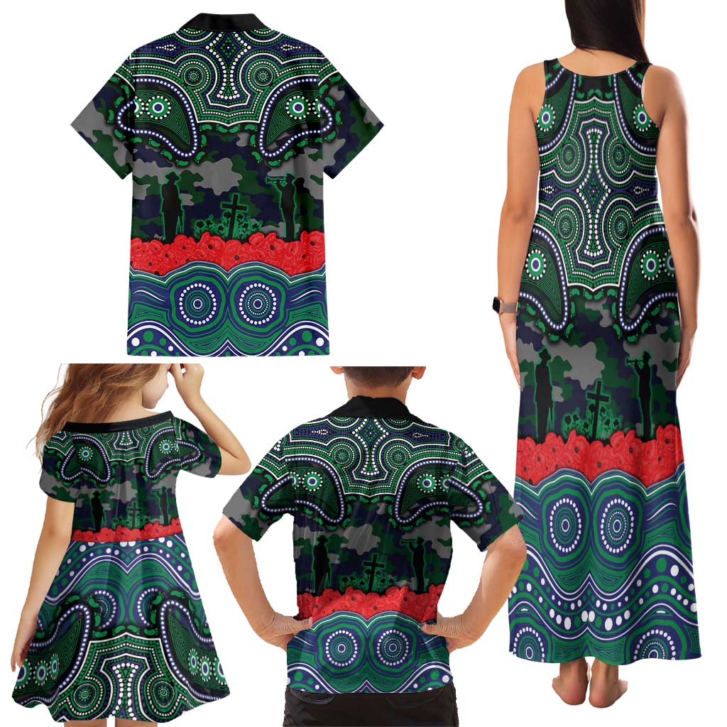 ANZAC Day New Zealand Warriors Family Matching Tank Maxi Dress and Hawaiian Shirt Military Memorial Aboriginal Indigenous Art