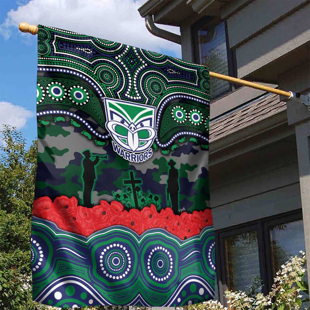 ANZAC Day New Zealand Warriors Garden Flag Military Memorial Aboriginal Indigenous Art