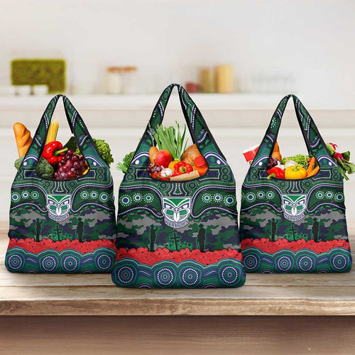 ANZAC Day New Zealand Warriors Grocery Bag Military Memorial Aboriginal Indigenous Art