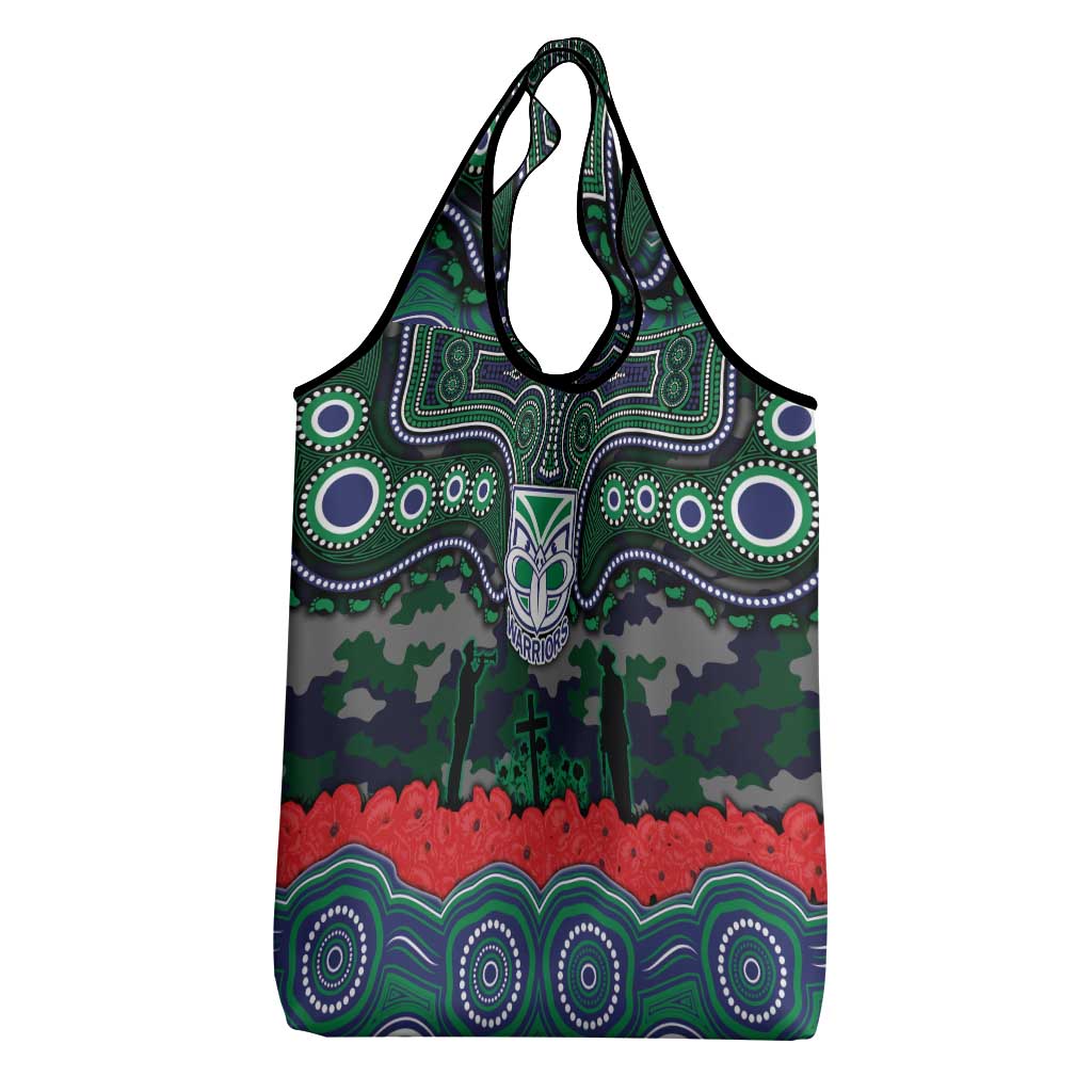 ANZAC Day New Zealand Warriors Grocery Bag Military Memorial Aboriginal Indigenous Art