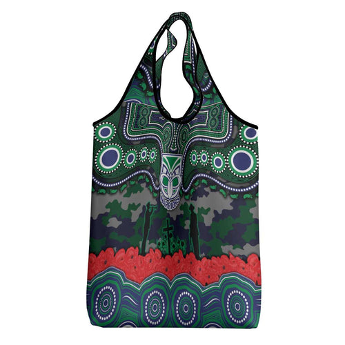ANZAC Day New Zealand Warriors Grocery Bag Military Memorial Aboriginal Indigenous Art