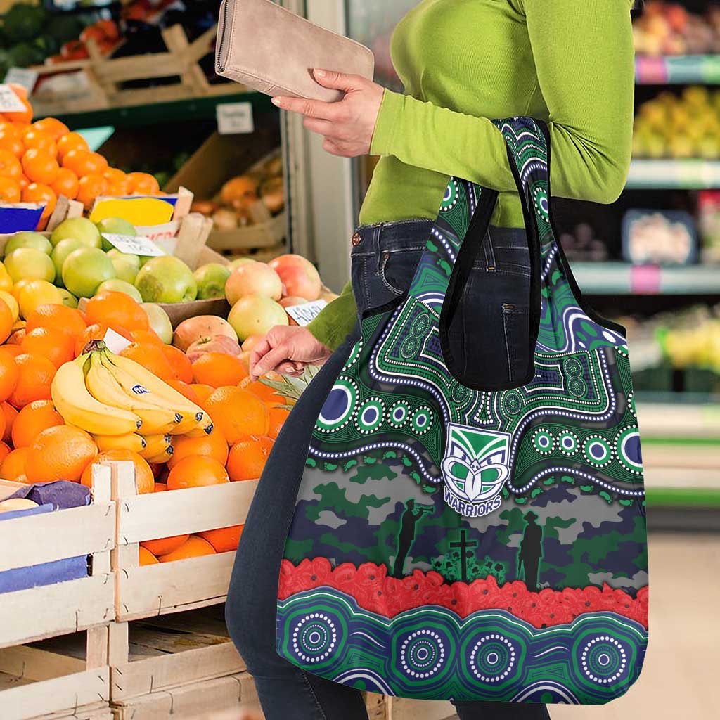 ANZAC Day New Zealand Warriors Grocery Bag Military Memorial Aboriginal Indigenous Art