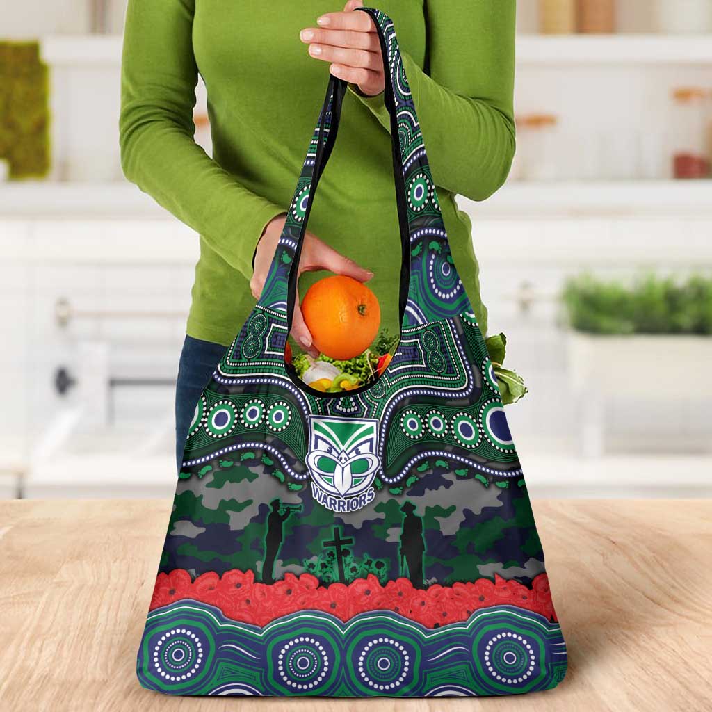ANZAC Day New Zealand Warriors Grocery Bag Military Memorial Aboriginal Indigenous Art