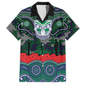 ANZAC Day New Zealand Warriors Hawaiian Shirt Military Memorial Aboriginal Indigenous Art