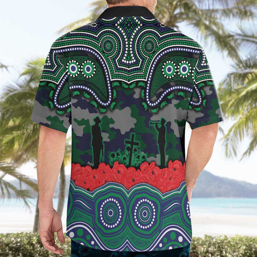 ANZAC Day New Zealand Warriors Hawaiian Shirt Military Memorial Aboriginal Indigenous Art