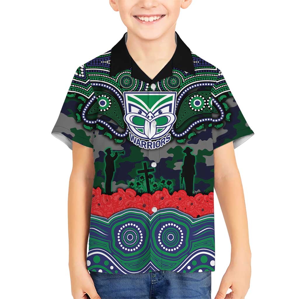 ANZAC Day New Zealand Warriors Hawaiian Shirt Military Memorial Aboriginal Indigenous Art