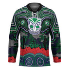 ANZAC Day New Zealand Warriors Hockey Jersey Military Memorial Aboriginal Indigenous Art