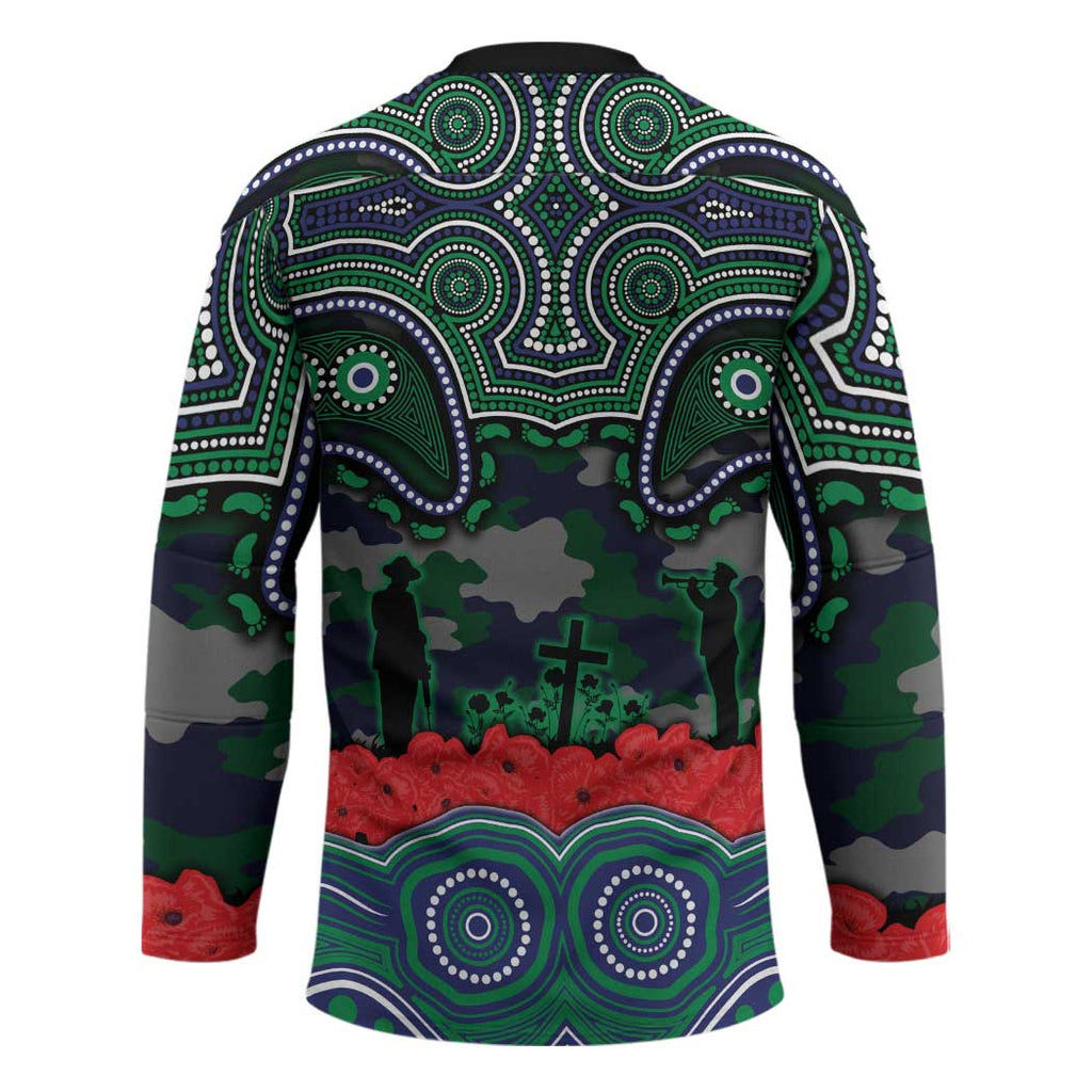 ANZAC Day New Zealand Warriors Hockey Jersey Military Memorial Aboriginal Indigenous Art