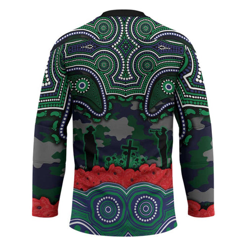 ANZAC Day New Zealand Warriors Hockey Jersey Military Memorial Aboriginal Indigenous Art