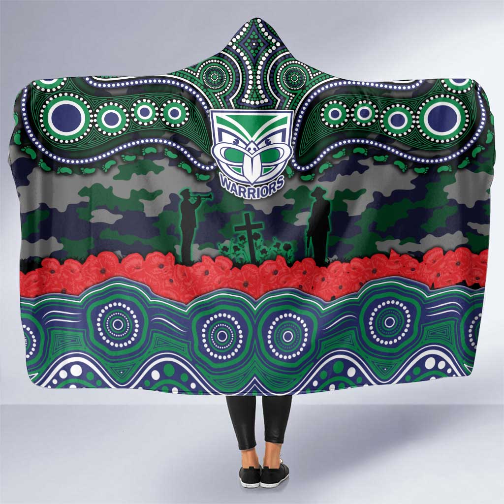 ANZAC Day New Zealand Warriors Hooded Blanket Military Memorial Aboriginal Indigenous Art