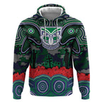 ANZAC Day New Zealand Warriors Hoodie Military Memorial Aboriginal Indigenous Art