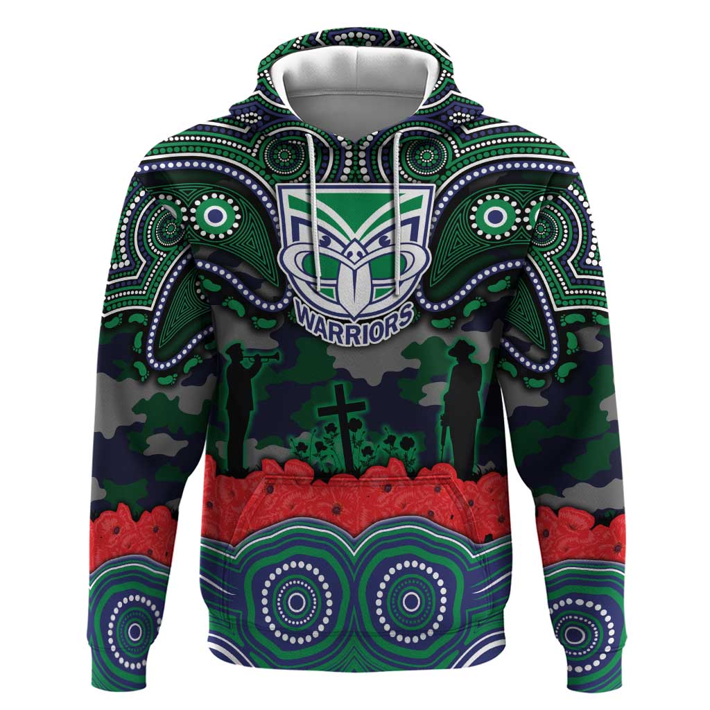 ANZAC Day New Zealand Warriors Hoodie Military Memorial Aboriginal Indigenous Art