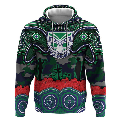 ANZAC Day New Zealand Warriors Hoodie Military Memorial Aboriginal Indigenous Art