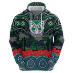 ANZAC Day New Zealand Warriors Hoodie Military Memorial Aboriginal Indigenous Art