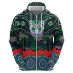 ANZAC Day New Zealand Warriors Hoodie Military Memorial Aboriginal Indigenous Art