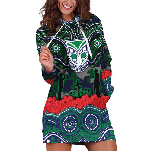 ANZAC Day New Zealand Warriors Hoodie Dress Military Memorial Aboriginal Indigenous Art