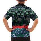 ANZAC Day New Zealand Warriors Kid Hawaiian Shirt Military Memorial Aboriginal Indigenous Art