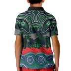 ANZAC Day New Zealand Warriors Kid Polo Shirt Military Memorial Aboriginal Indigenous Art