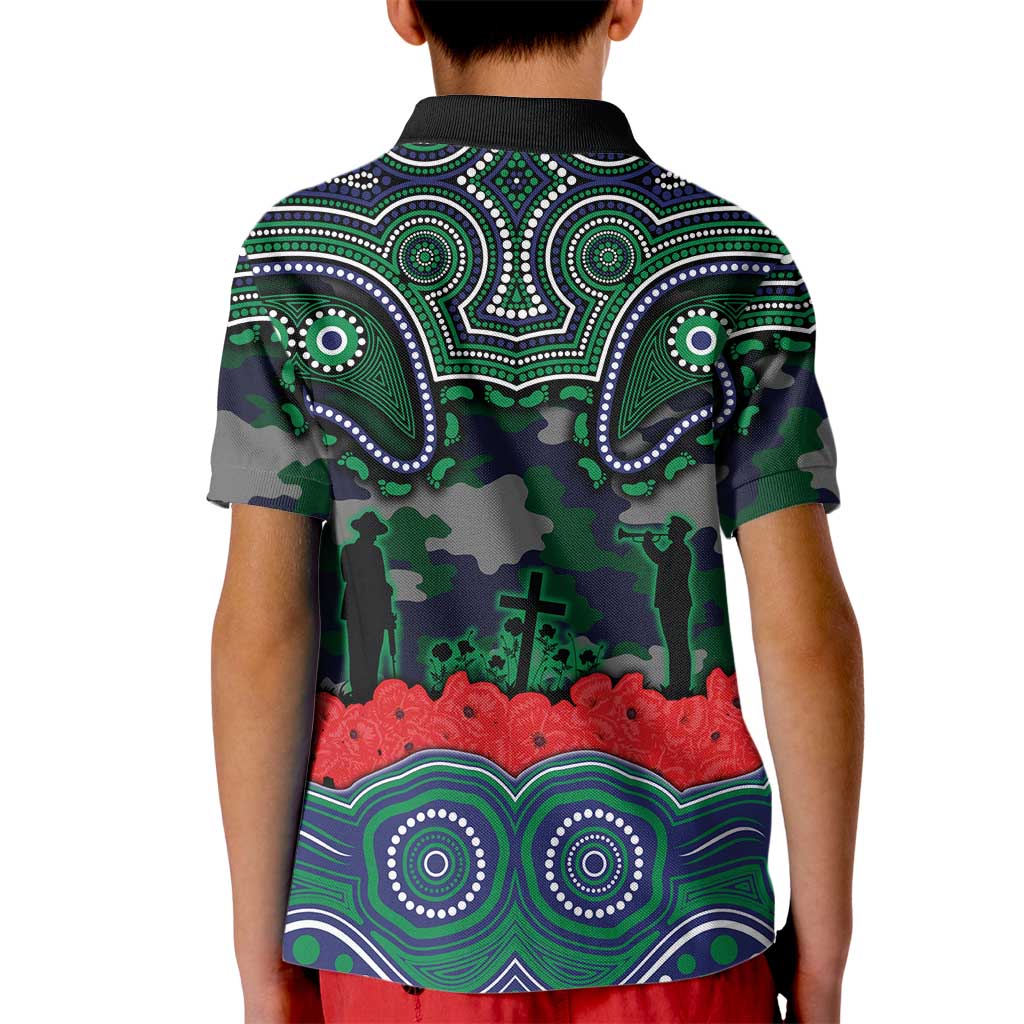 ANZAC Day New Zealand Warriors Kid Polo Shirt Military Memorial Aboriginal Indigenous Art