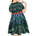 ANZAC Day New Zealand Warriors Kid Short Sleeve Dress Military Memorial Aboriginal Indigenous Art