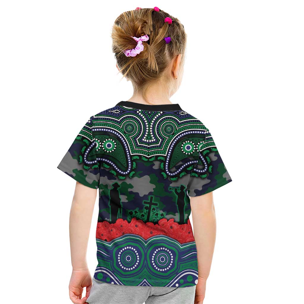 ANZAC Day New Zealand Warriors Kid T Shirt Military Memorial Aboriginal Indigenous Art