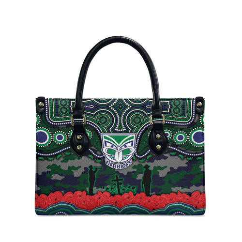 ANZAC Day New Zealand Warriors Leather Bag Military Memorial Aboriginal Indigenous Art