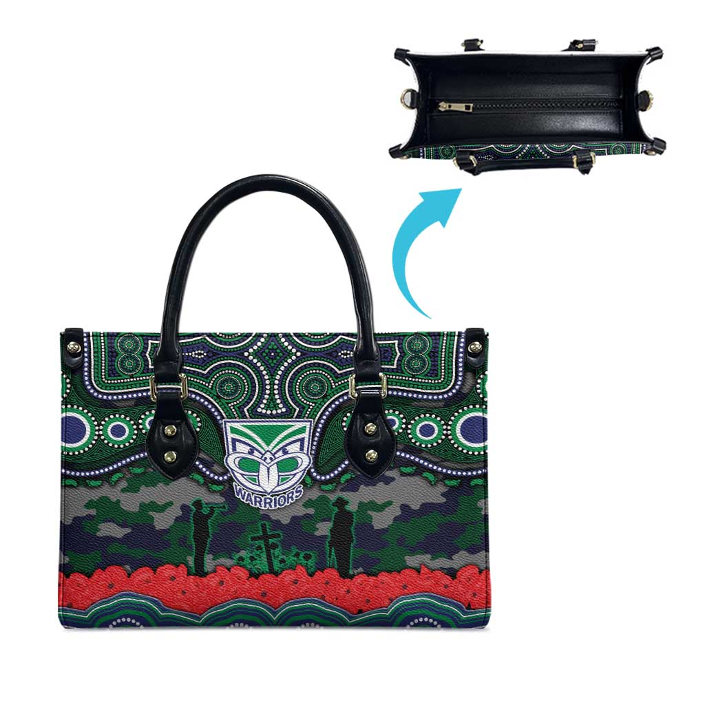 ANZAC Day New Zealand Warriors Leather Bag Military Memorial Aboriginal Indigenous Art