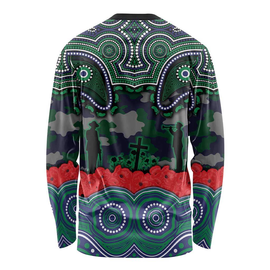 ANZAC Day New Zealand Warriors Long Sleeve Shirt Military Memorial Aboriginal Indigenous Art