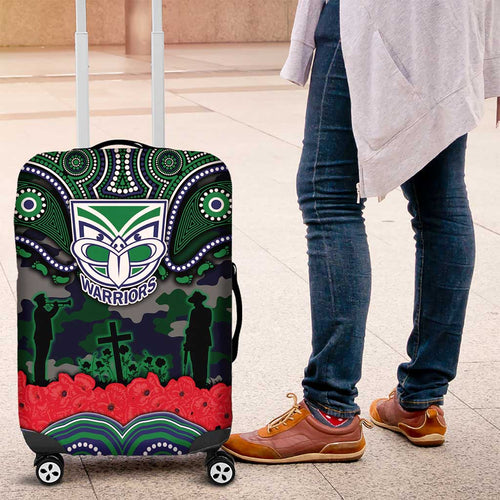 ANZAC Day New Zealand Warriors Luggage Cover Military Memorial Aboriginal Indigenous Art