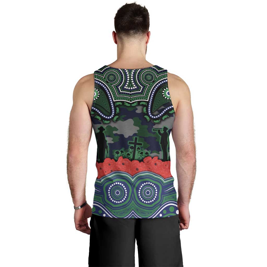 ANZAC Day New Zealand Warriors Men Tank Top Military Memorial Aboriginal Indigenous Art