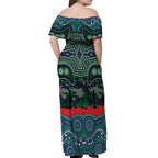 ANZAC Day New Zealand Warriors Off Shoulder Maxi Dress Military Memorial Aboriginal Indigenous Art